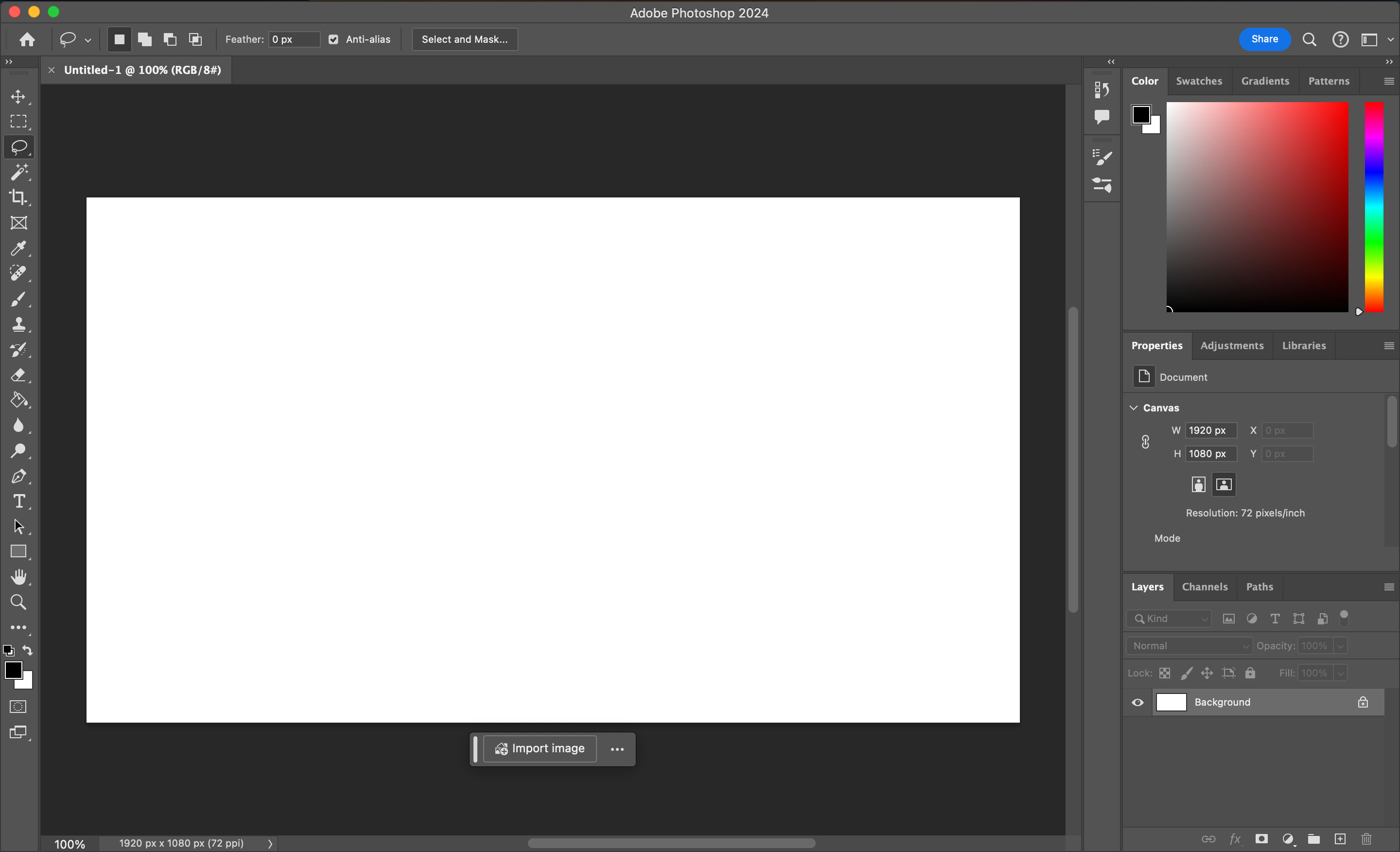 The main interface in Adobe Photoshop.